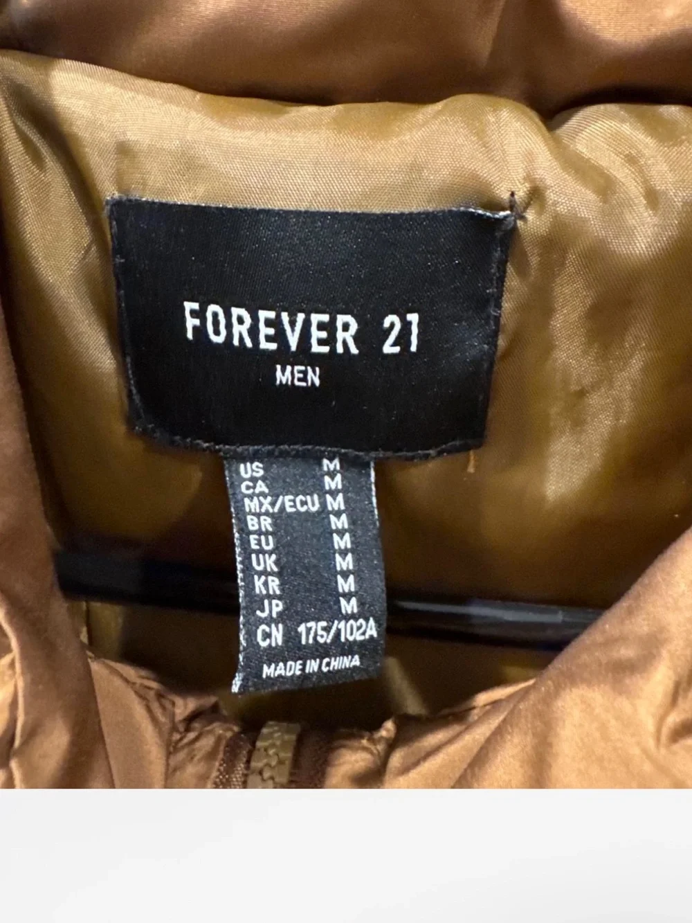 Forever 21 Men's Caramel Brown Puffer Jacket